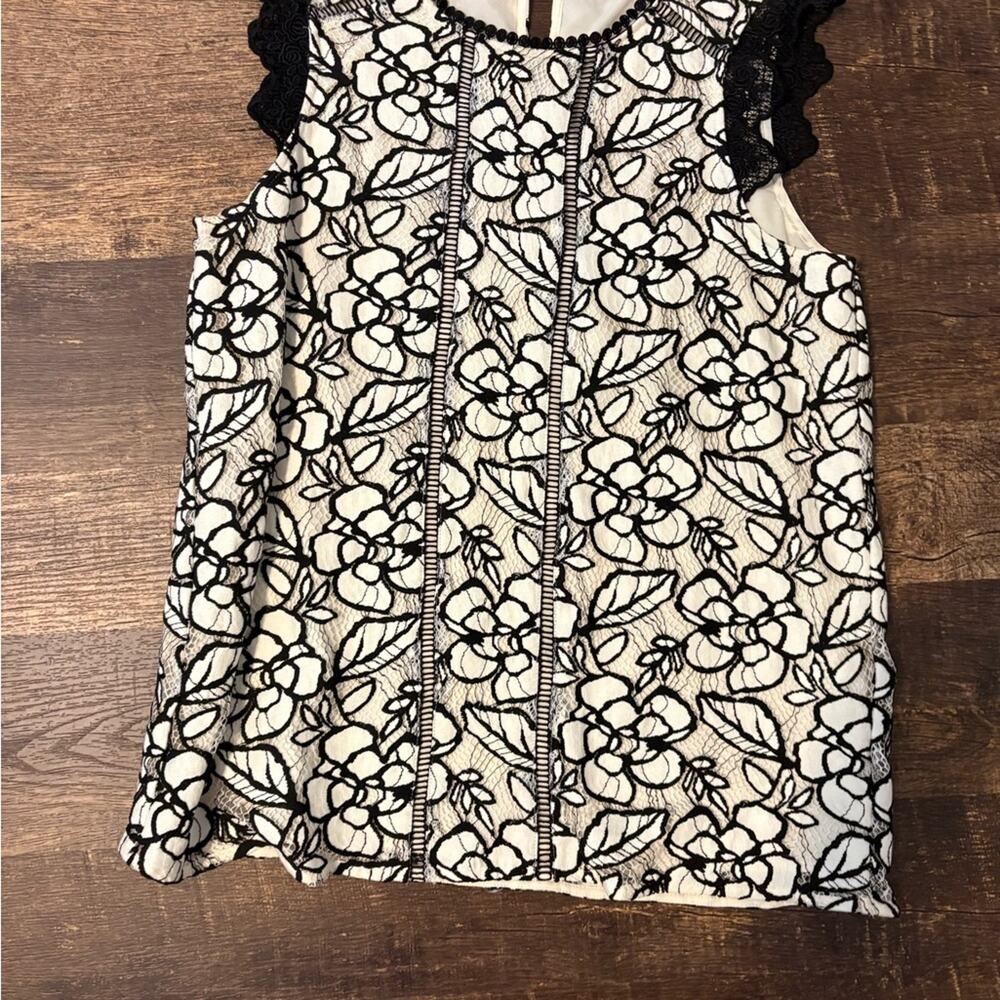 Karl Lagerfeld Black and White Floral Blouse